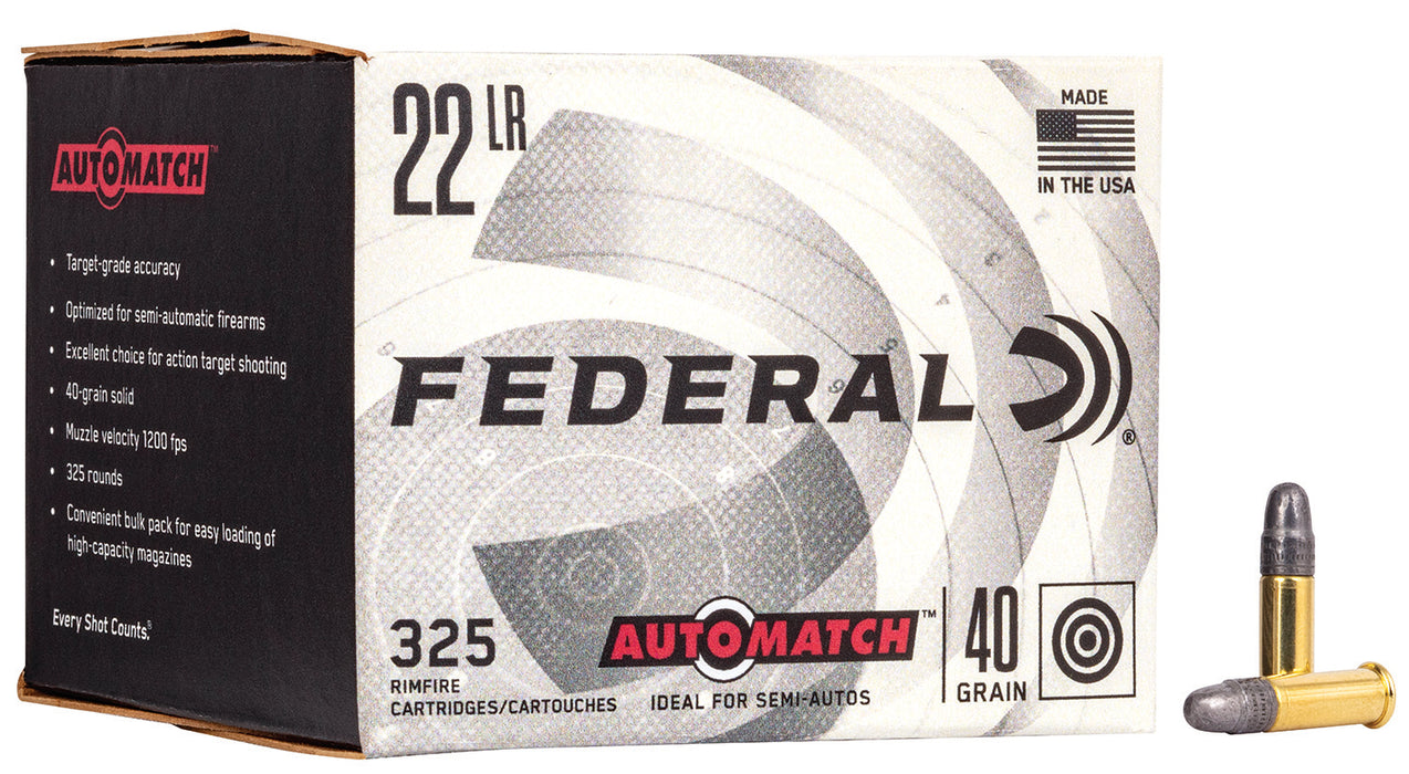 Federal AM22 Champion Training  22 LR 40 gr 1200 fps Lead Round Nose (LRN) 325 Bx/10 Cs (Bulk)