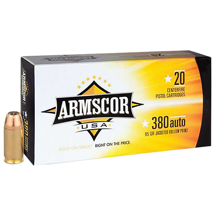 Armscor FAC3803N USA  380 ACP 95 gr Jacketed Hollow Point (JHP) 20 Per Box/25 Cs