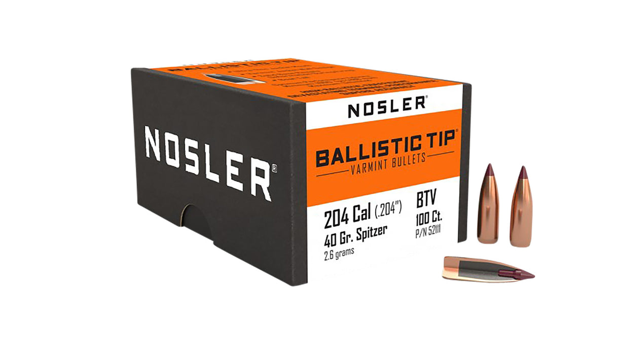 Nosler 52111 Ballistic Tip  204 Ruger .204 40 gr Spitzer/ 100 Per Box