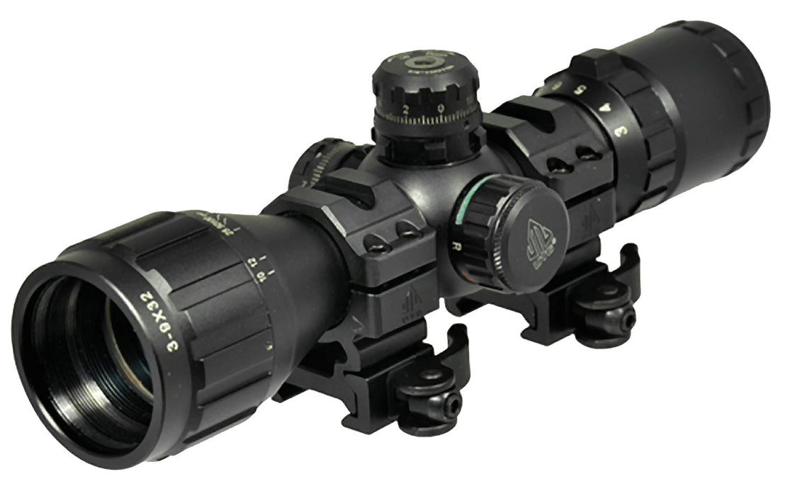 UTG SCP-M392AOLW BugBuster  Black Hardcoat Anodized 3-9x32mm 1" Tube Illuminated Red/Green Mil-Dot Reticle