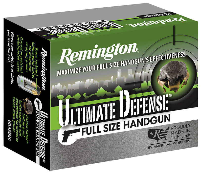 Remington Ammunition 28948 Ultimate Defense  9mm Luger 124 gr Brass Jacket Hollow Point (BJHP) 20 Per Box/25 Cs