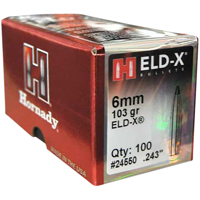 Hornady 24550 ELD-X  6mm .243 103 gr Extremely Low Drag eXpanding 100 Per Box/ 25 Case