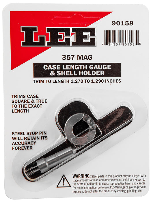 Lee Precision 90158 Case Length Gauge  Silver, 357 Mag, Steel Works With Cutter/Lock Stud Includes Shell Holder