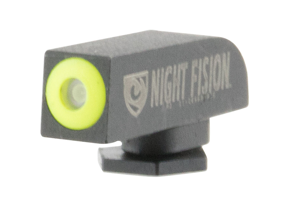 Night Fision GLK000001YGX Tritium Front Sight  Fixed Yellow Ring/Black Frame, Compatible w/Glock 17/19/34/43/48  Post Mount