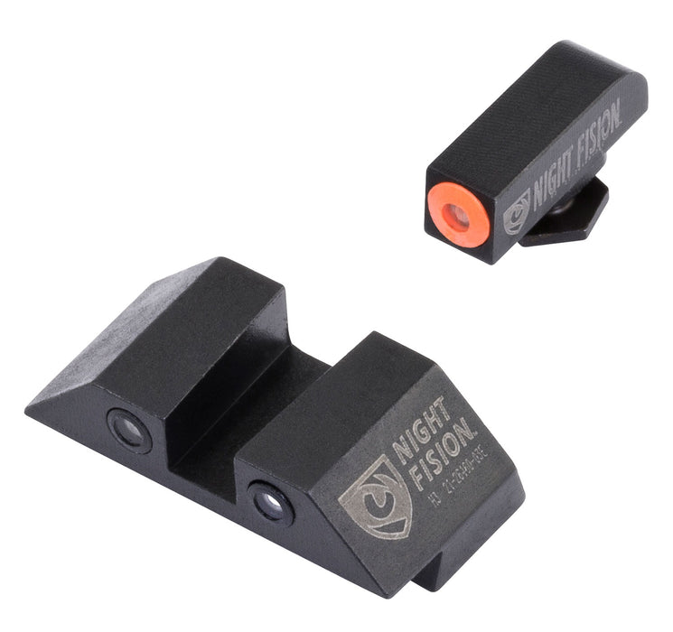 Night Fision GLK001003OGZ Tritium Sight Set  Fixed Orange Ring Front/Black Ring  Rear/Black Frame, Compatible w/Glock 17/19/34 Front Post/Rear Dovetail Mount