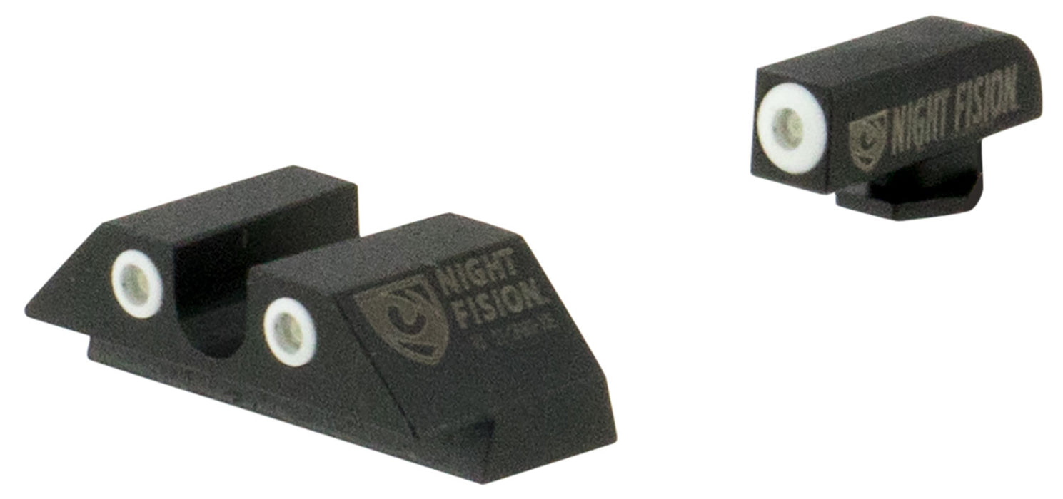 Night Fision GLK001007WGW Tritium Night Sights For Glock  Black | Green Tritium White Ring Front Sight Green Tritium White Ring Rear Sight