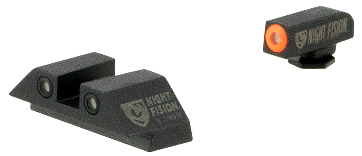 Night Fision GLK003003OGW Perfect Dot Night Sight Set Square, Orange Tritium Front/White Ring Tritium Rear/Black Frame  Compatible w/Glock 42/43/43X Front Post/Rear Dovetail Mount