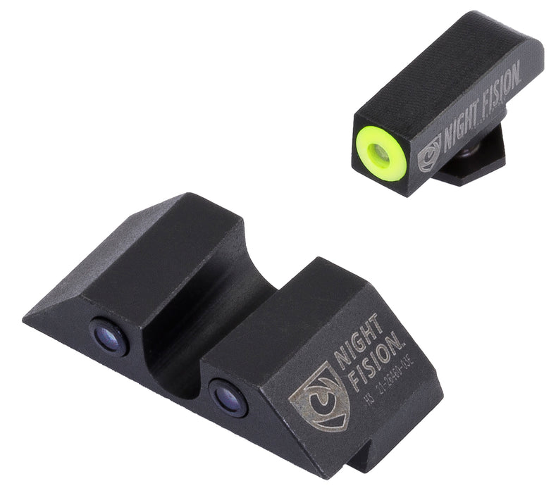 Night Fision GLK003007YGZ Tritium Sight Set  U-Notch Rear, Yellow Ring Tritium Front/Black Ring Rear/Black Frame Compatible w/Glock 42/43/43X Front Post/Rear Dovetail Mount