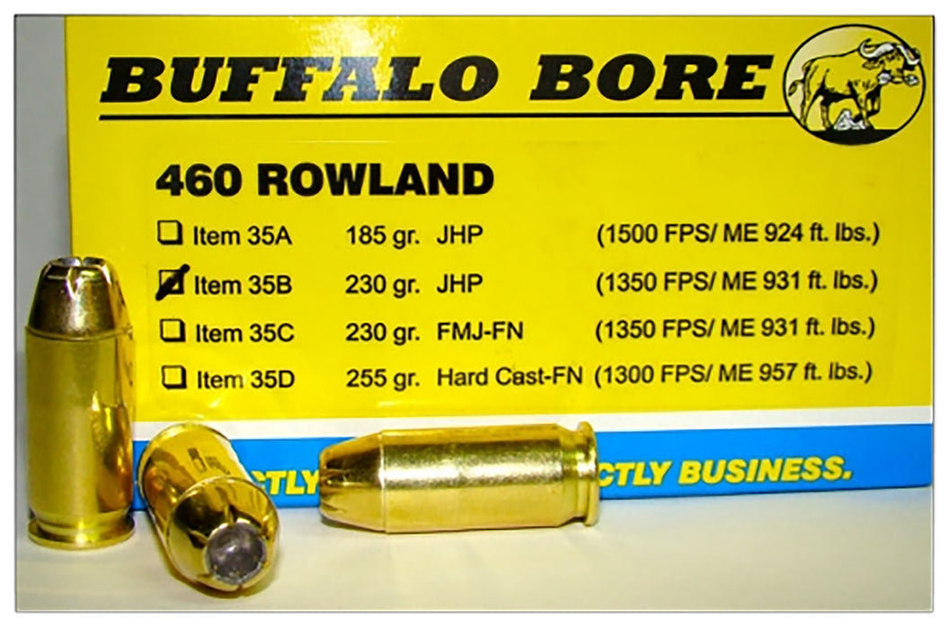 Buffalo Bore Ammunition 35B20 Personal Defense  460 Rowland 230 gr 1347 fps Jacketed Hollow Point (JHP) 20 Bx/12 Cs