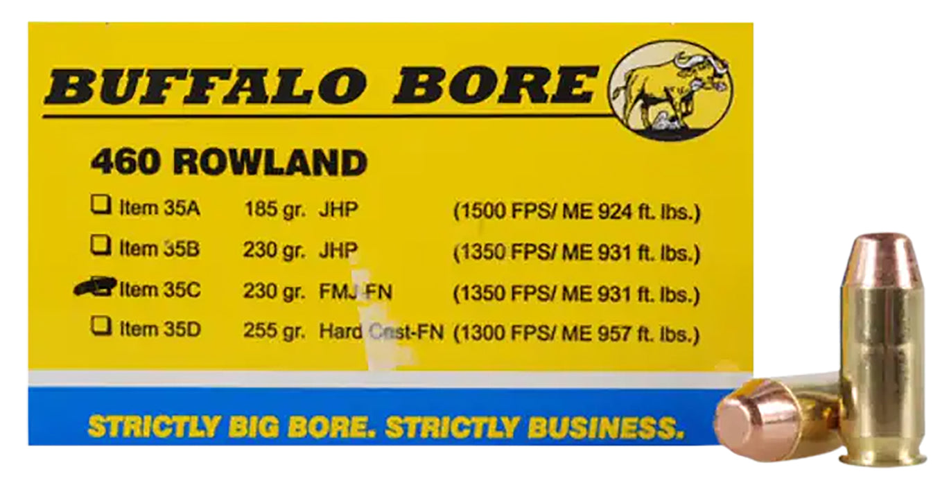 Buffalo Bore Ammunition 35C20 Personal Defense  460 Rowland 230 gr 1345 fps Full Metal Jacket Flat Nose (FMJFN) 20 Bx/12 Cs