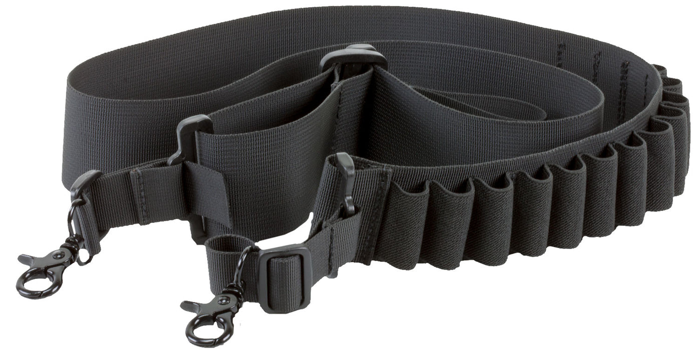 Aim Sports DSBS1 Deluxe  made of Black Nylon Webbing with Bandolier Design for Shotguns  Holds up to 14 Shells