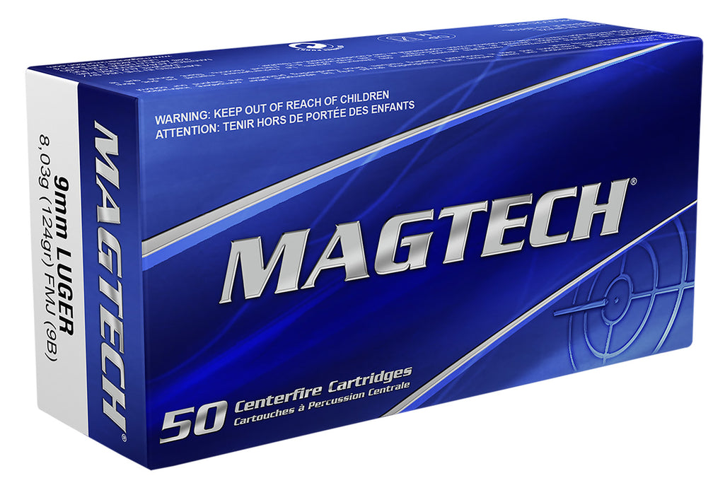 Magtech 9B Range/Training  9mm Luger 124 gr 1109 fps Full Metal Jacket (FMJ) 50 Bx/20 Cs