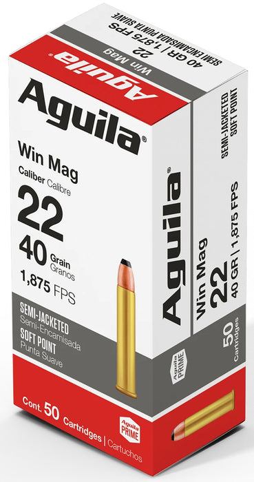 Aguila 1B222401 Silver Eagle High Velocity 22 WMR 40 gr Semi-Jacketed Soft Point (SJSP) 50 Per Box/20 Cs