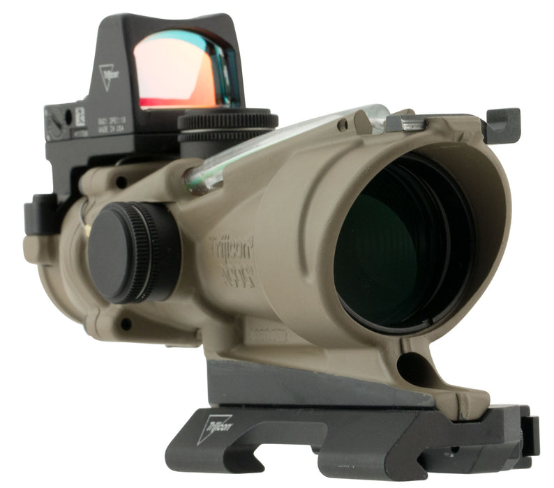 Trijicon 100554 ACOG ECOS Combo Flat Dark Earth 4x32mm Illuminated Green Crosshair .223/5.56 BDC Reticle