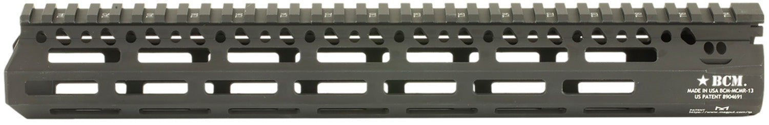 BCM MCMR13556BLK BCMGunfighter MCMR 13" M-LOK, Free-Floating Style Made of Aluminum with Black Anodized Finish for AR-Platform