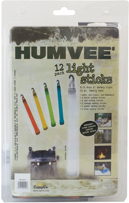 Humvee Adventure Gear HMV6FP10 Light Stick Family Pack Multi Color 6" Weather Proof 12 Lights