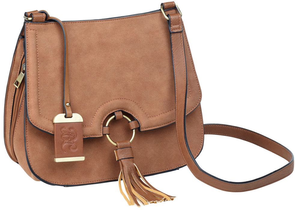 Bulldog BDP034 Cross Body Purse w/Holster Tan Suede Most Sm Pistols & Revolvers Right Hand