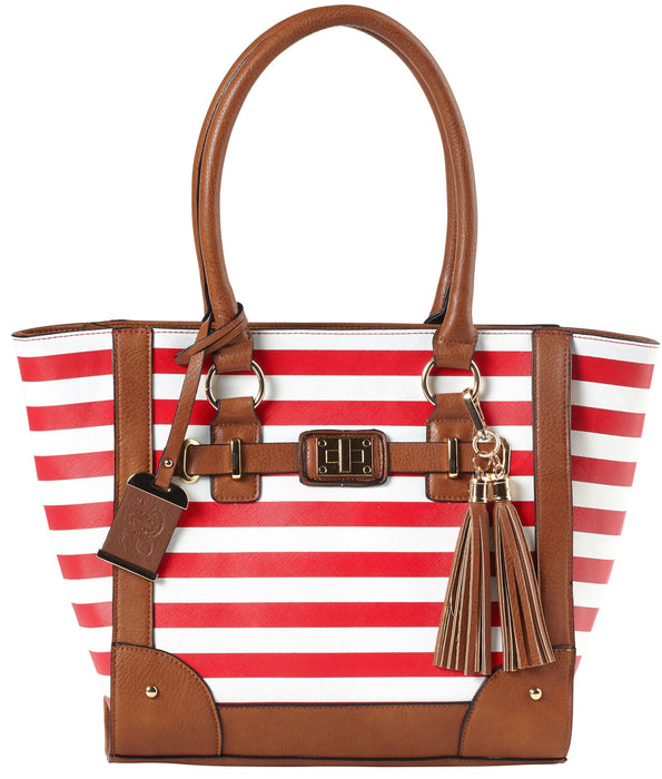 Bulldog BDP051 Tote Purse w/Holster Cherry Stripe Leather Most Sm Pistols & Revolvers Right Hand