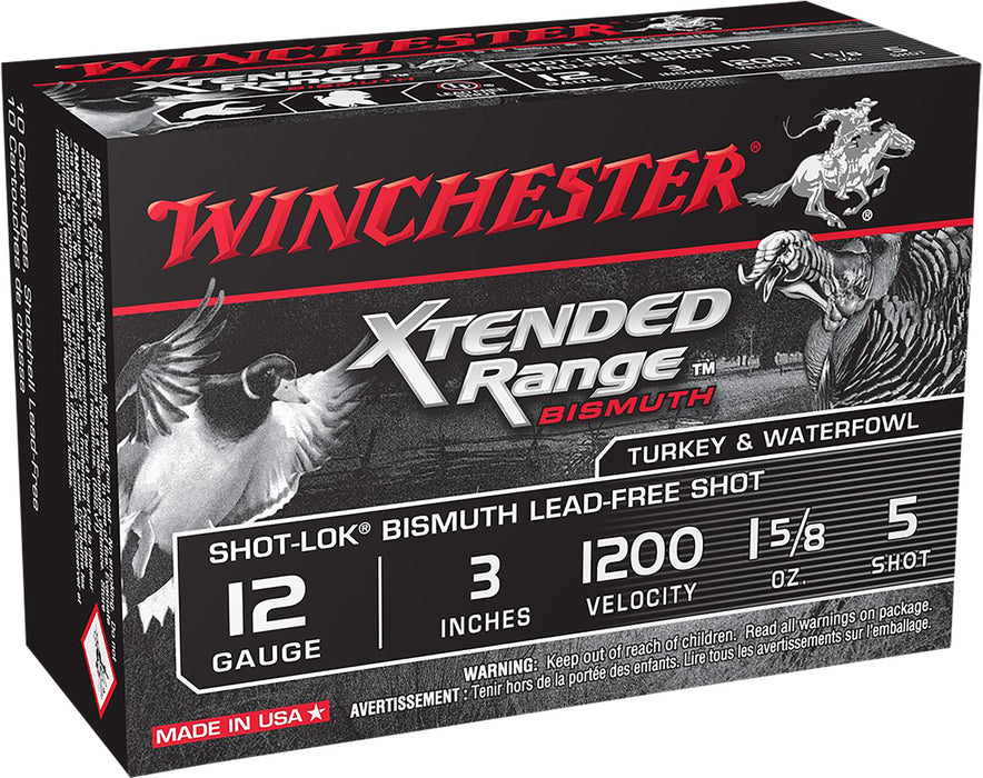 Winchester Ammo XRB1235 Xtended Range Shot-Lok Bismuth 12 Gauge 3" 1 5/8 oz 1200 fps Bismuth 5 Shot 10 Bx/10 Cs