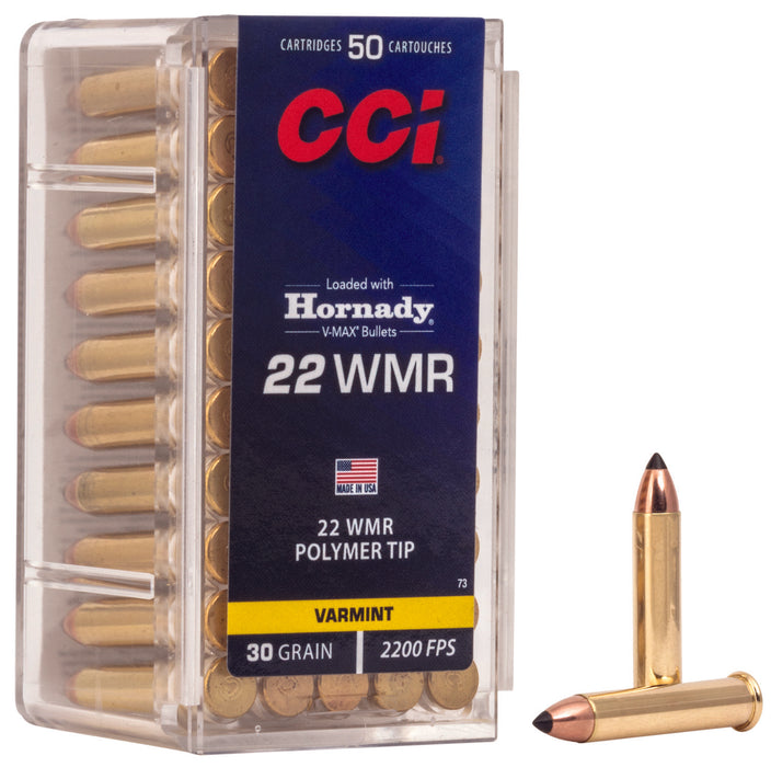 CCI 0073 Varmint  22 WMR 30 gr 2200 fps Hornady V-Max (VMX) 50 Bx/40 Cs