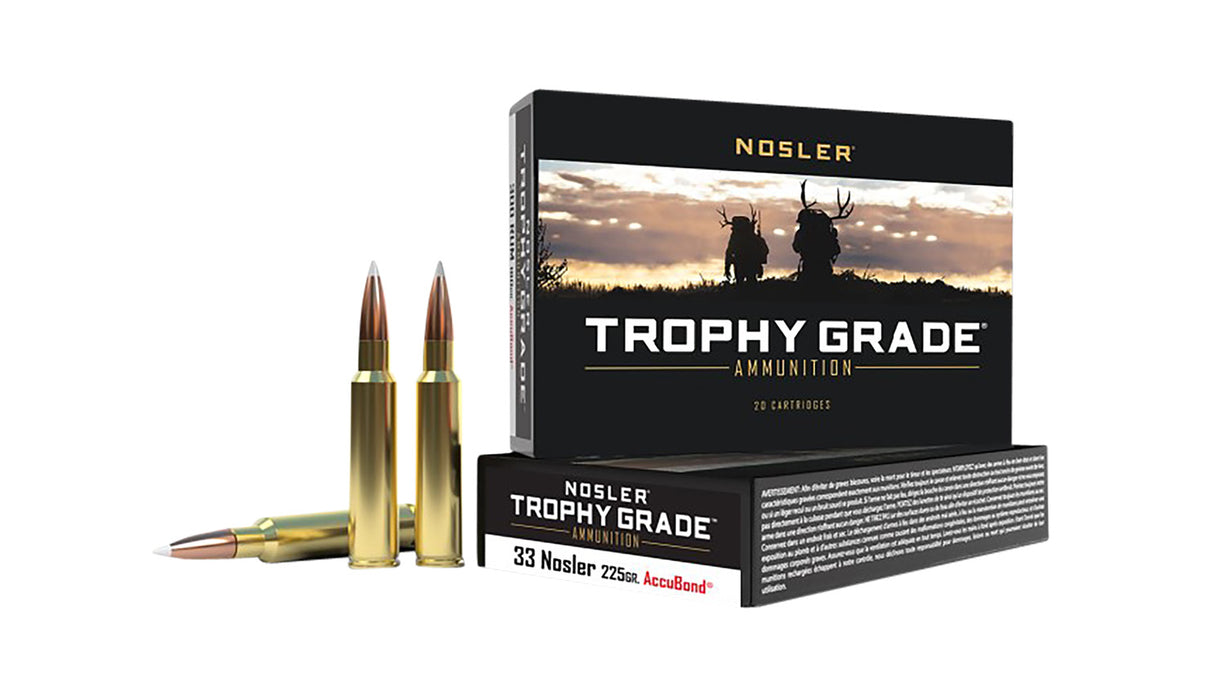 Nosler 60098 Trophy Grade  33 Nosler 225 gr 3025 fps Nosler AccuBond 20 Bx/10 Cs