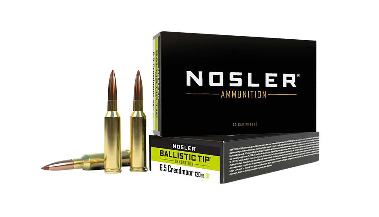 Nosler 42050 Ballistic Tip  6.5 Creedmoor 120 gr 2900 fps Spitzer Ballistic Tip (SBT) 20 Bx/10 Cs