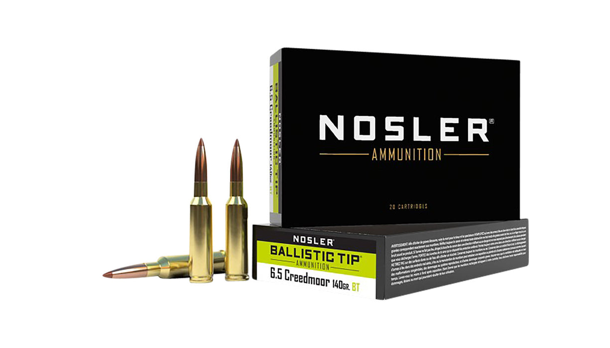 Nosler 40064 Ballistic Tip  6.5 Creedmoor 140 gr 2650 fps Spitzer Ballistic Tip (SBT) 20 Bx/10 Cs