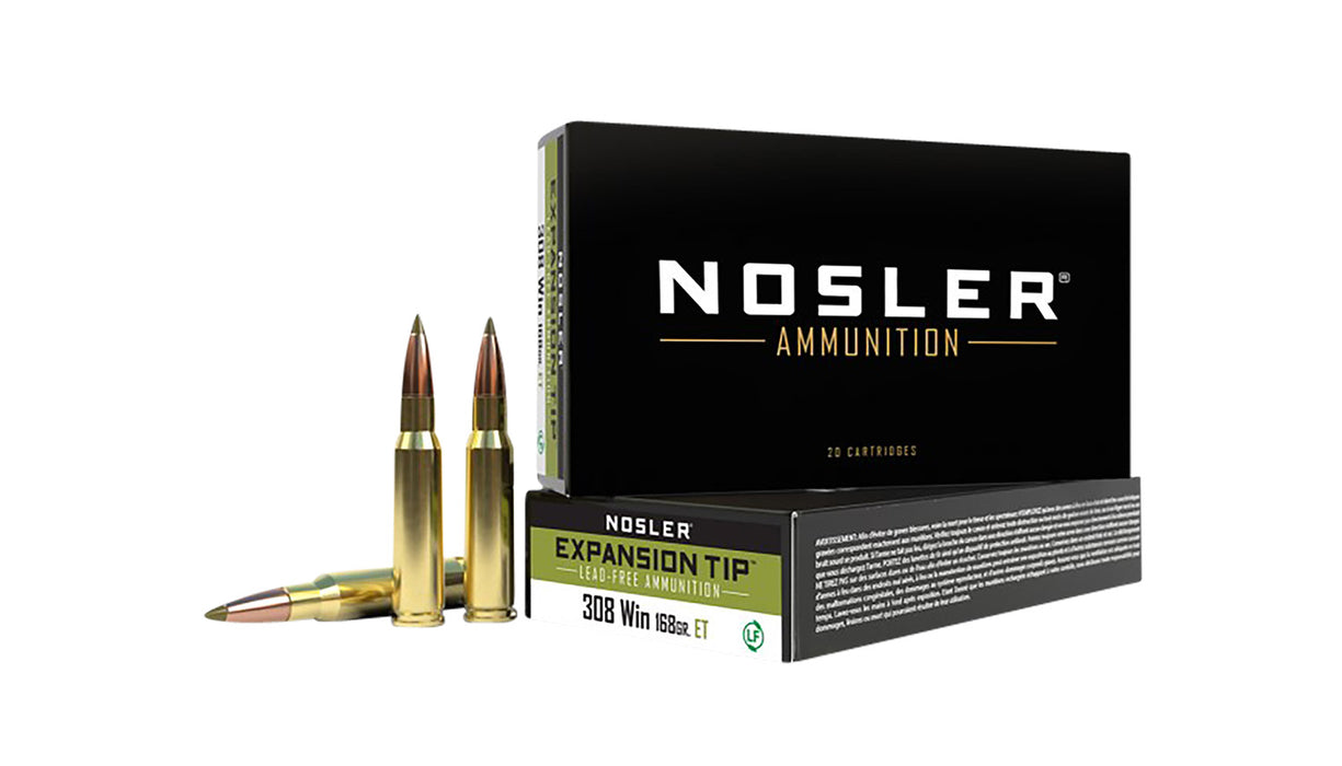 Nosler 40035 E-Tip  308 Win 168 gr 2750 fps E-Tip Lead-Free 20 Bx/10 Cs