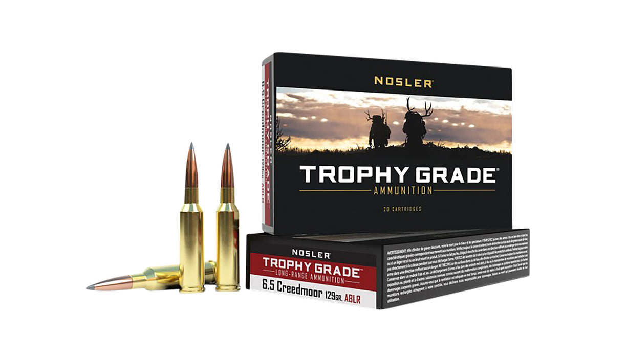 Nosler 60091 Trophy Grade Long-Range  6.5 Creedmoor 129 gr 2850 fps Nosler Spitzer AccuBond-Long Range (SABLR) 20 Bx/10 Cs