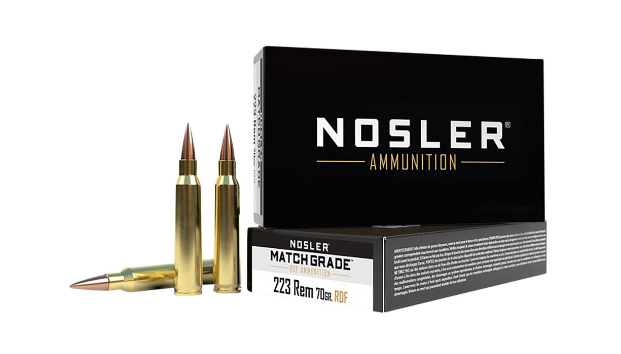 Nosler 60130 Match  Grade RDF  223 Rem 70 gr 2850 fps RDF Hollow Point Boat-Tail (RDFHPBT) 20 Bx/10 Cs