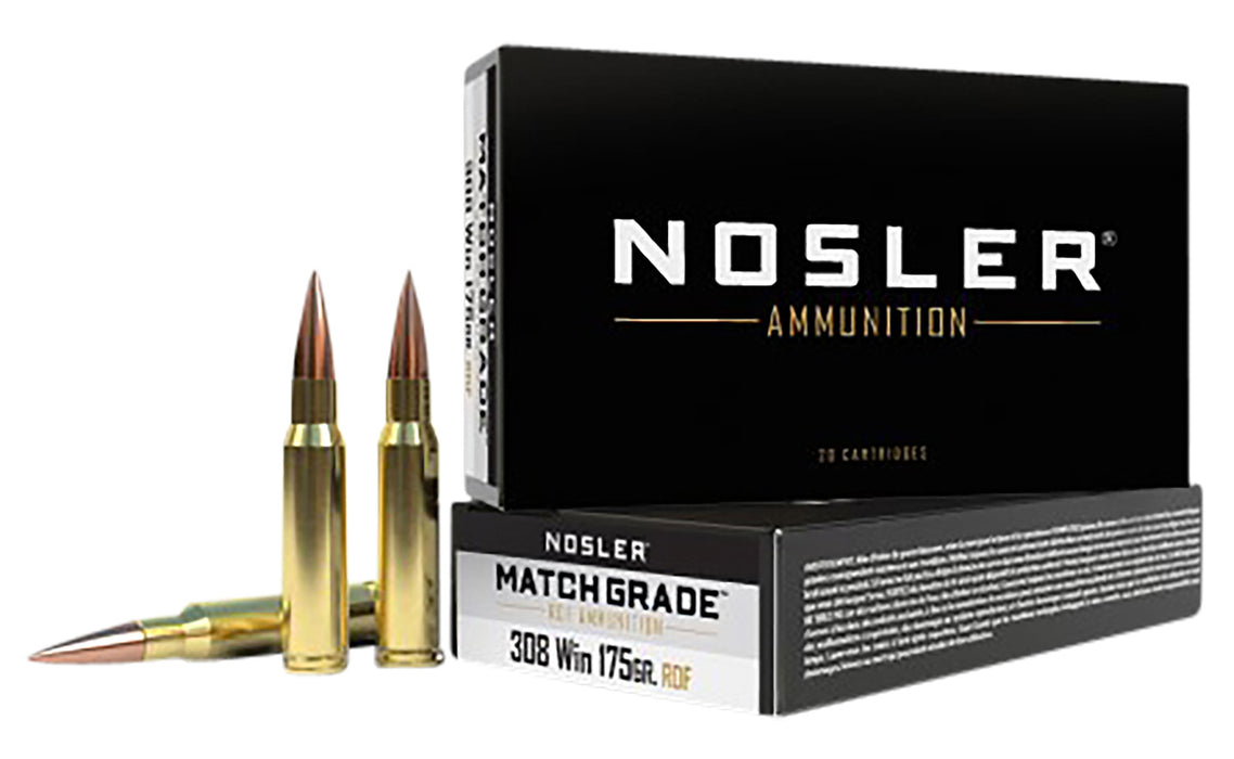 Nosler 60132 Match  Grade RDF  308 Win 175 gr 2650 fps RDF Hollow Point Boat-Tail (RDFHPBT) 20 Bx/10 Cs