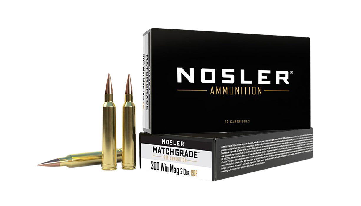 Nosler 60158 Match  Grade RDF  300 Win Mag 210 gr 2750 fps RDF Hollow Point Boat-Tail (RDFHPBT) 20 Bx/10 Cs