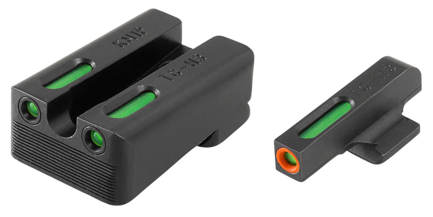 TruGlo TG13KM1PC TFX Pro  Black | Green Tritium & Fiber Optic Orange Outline Front Sight Green Tritium & Fiber Optic Rear Sight