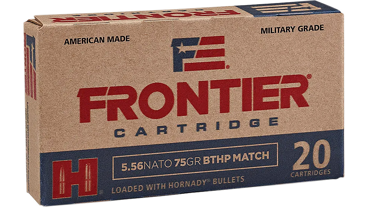 Frontier Cartridge FR320 Military Grade  5.56x45mm NATO 75 gr 3240 fps Hollow Point Boat-Tail Match (HPBTM) 20 Bx/25 Cs