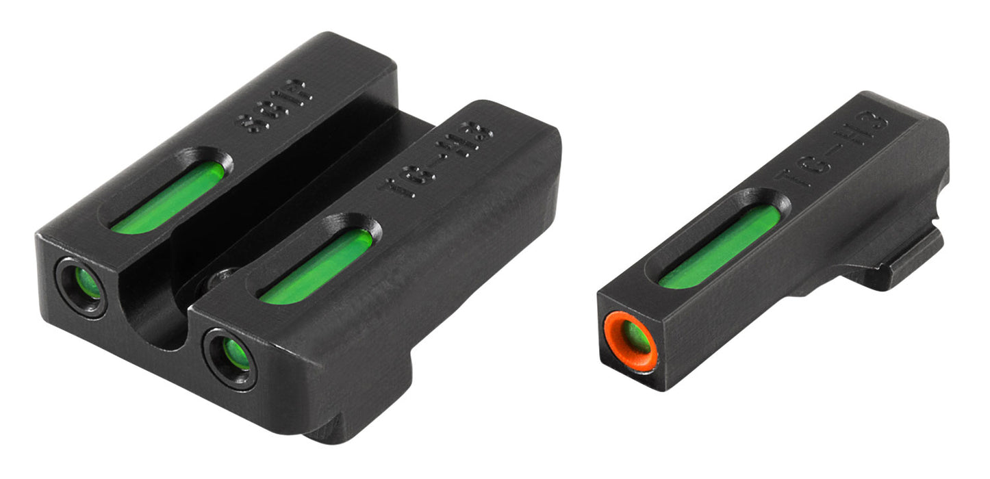 TruGlo TG13SG1PC TFX Pro  Black | Green Tritium & Fiber Optic Orange Outline Front Sight Green Tritium & Fiber Optic Rear Sight