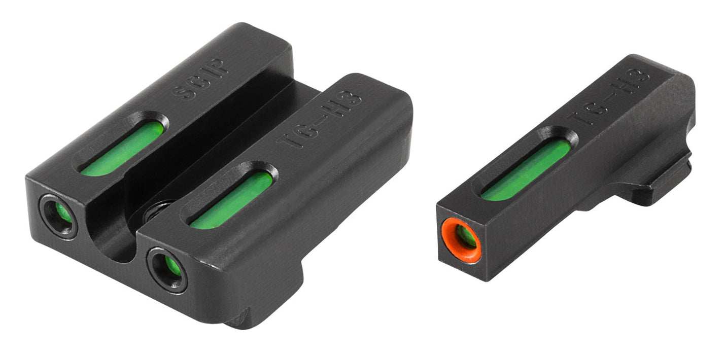 TruGlo TG13SG2PC TFX Pro  Black | Green Tritium & Fiber Optic Orange Outline Front Sight Green Tritium & Fiber Optic Rear Sight