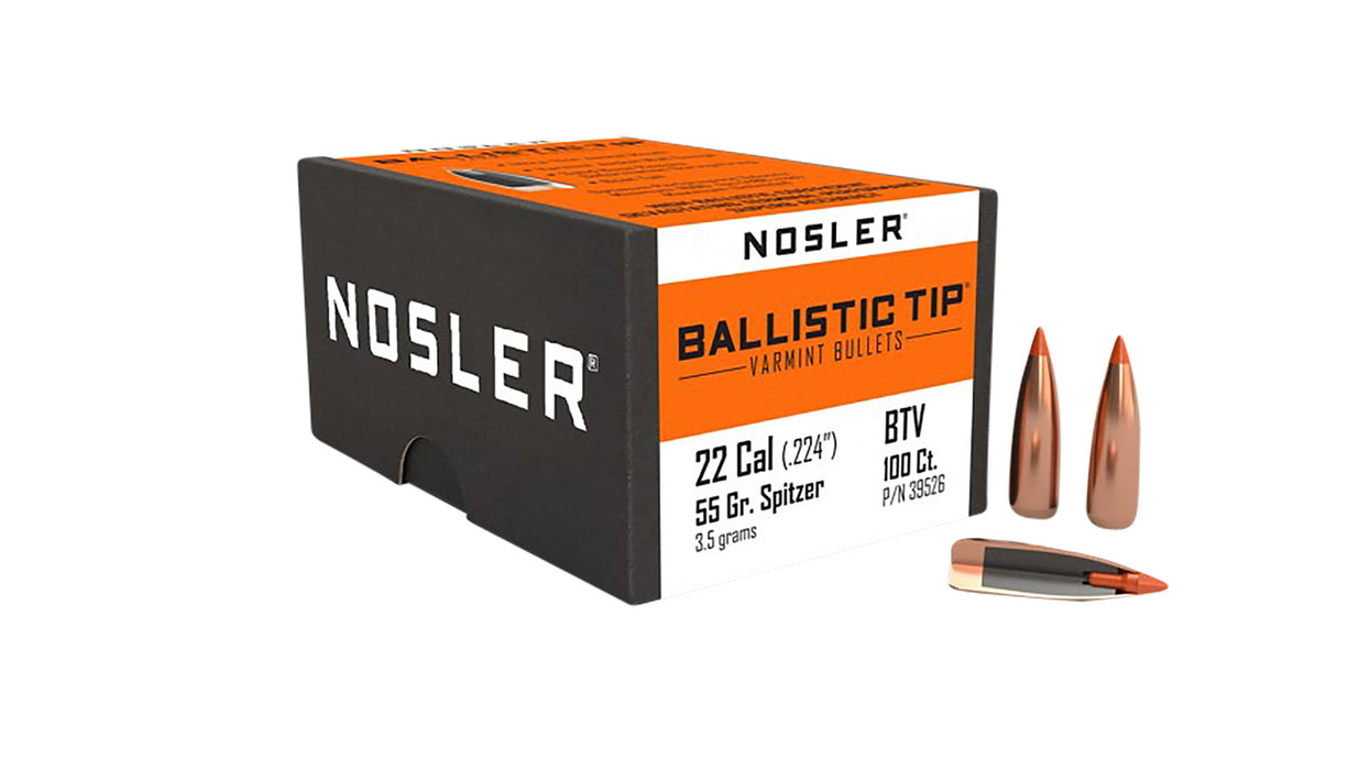 Nosler 39526 Ballistic Tip  22 Cal .224 55 gr Spitzer Point/ 100 Per Box