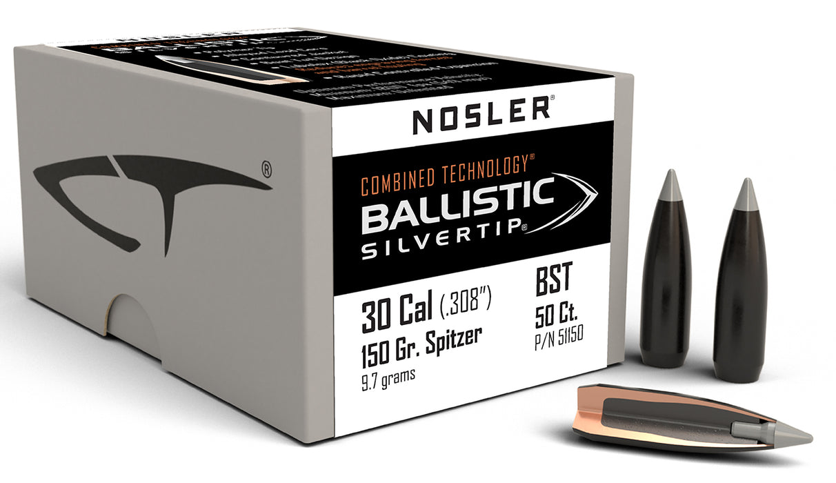 Nosler 51150 Ballistic Silvertip  30Cal 150gr Spitzer 50/Box
