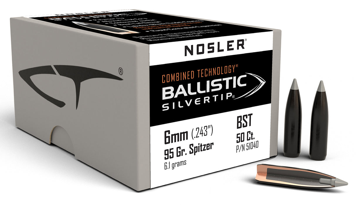 Nosler 51040 Ballistic Silvertip  6mm 95gr Spitzer Point 50/Box