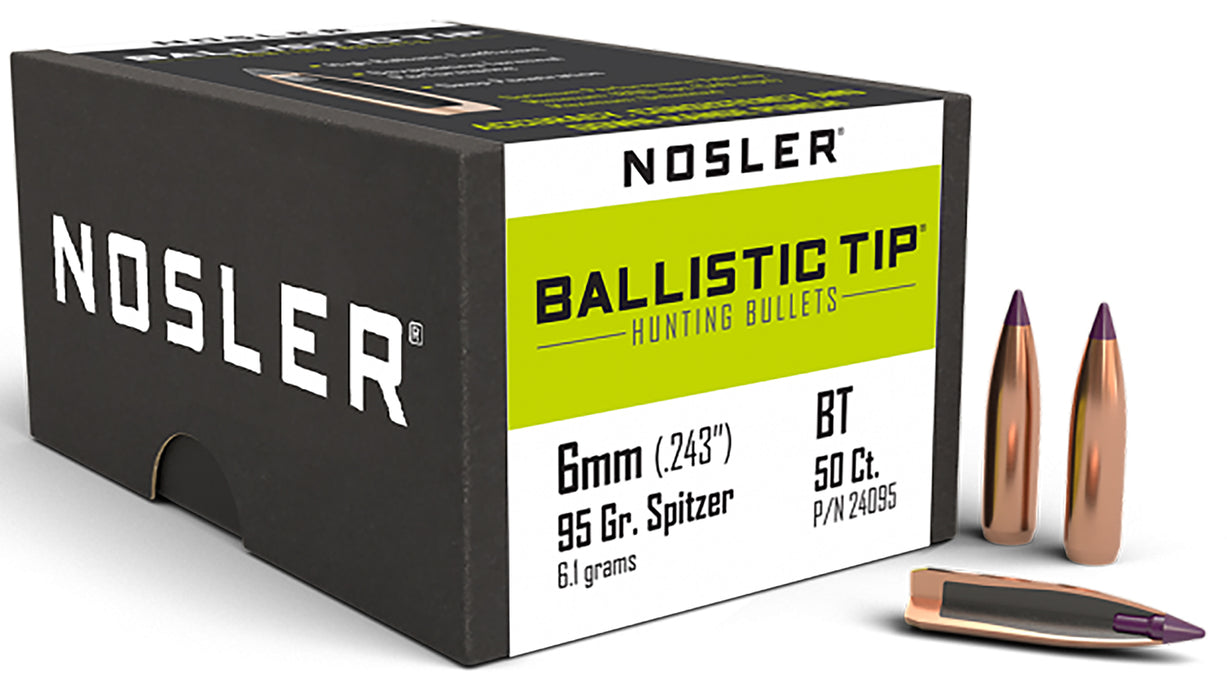 Nosler 24095 Ballistic Tip  6mm .243 95 GR Spitzer/ 50 Per Box