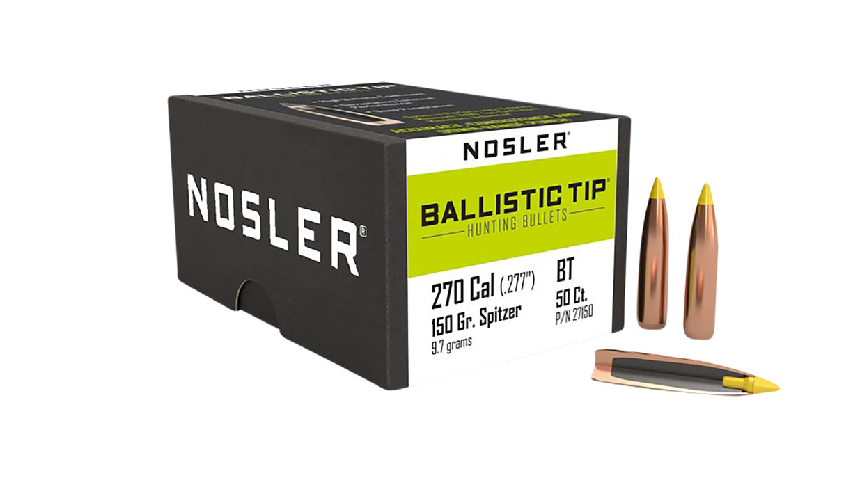 Nosler 27150 Ballistic Tip  270 Caliber .277 150 GR Spitzer/ 50 Per Box