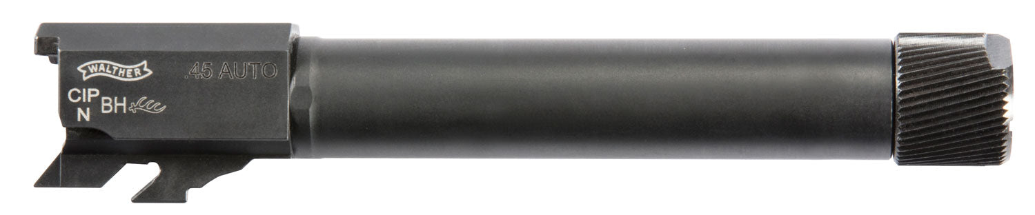 Walther Arms 282674710 Threaded Replacement Barrel  45 ACP 4.60" Black Finish Steel Material with Polygonal Rifling for Walther PPQ