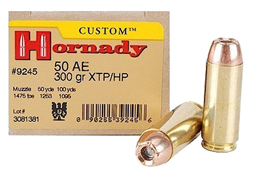 Hornady 9245 Custom  50 AE 300 gr 1475 fps Hornady XTP Hollow Point (XTPHP) 20 Bx/10 Cs