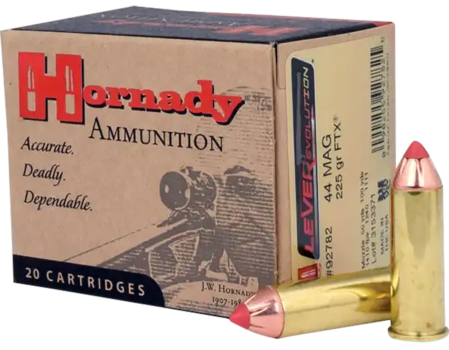 Hornady 92782 LEVERevolution  44 Rem Mag 225 gr 1410 fps Hornady Flex Tip eXpanding (FTX) 20 Bx/10 Cs