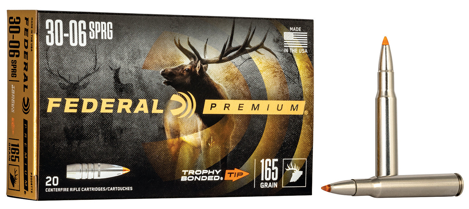 Federal P3006TT2 Premium  30-06 Springfield 165 gr 2800 fps Trophy Bonded Tip 20 Bx/10 Cs