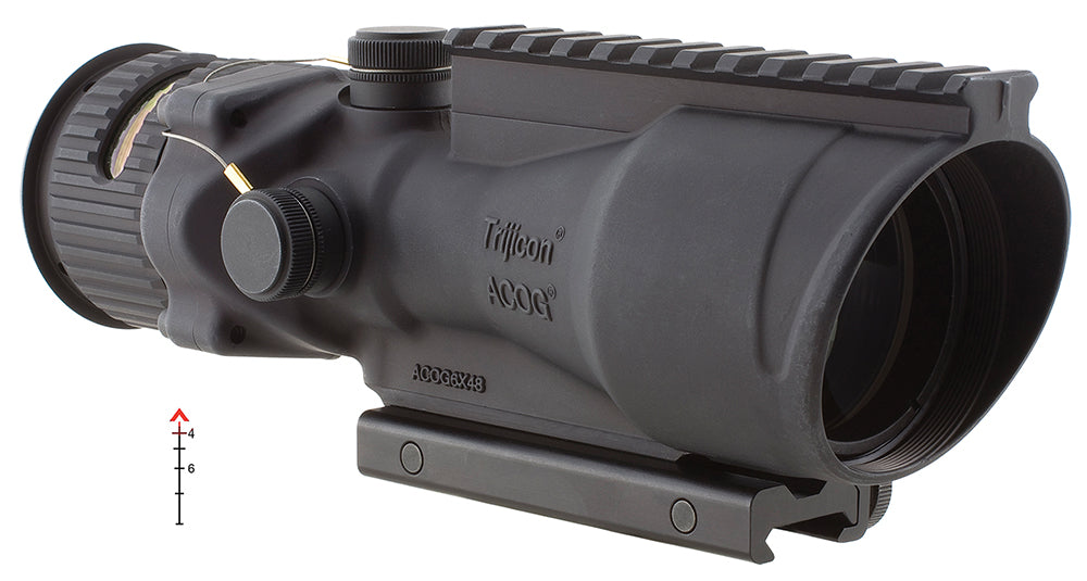 Trijicon 100012 ACOG  Black Hardcoat Anodized 6x 48mm Illuminated Amber Chevron .223/5.56 BDC Reticle