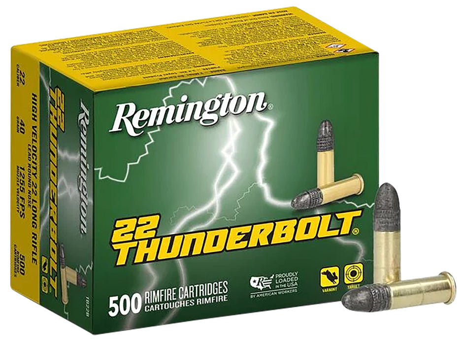 Remington Ammunition 21241 Thunderbolt  22 LR 40 gr Round Nose (RN) 500 Bx/10 Cs