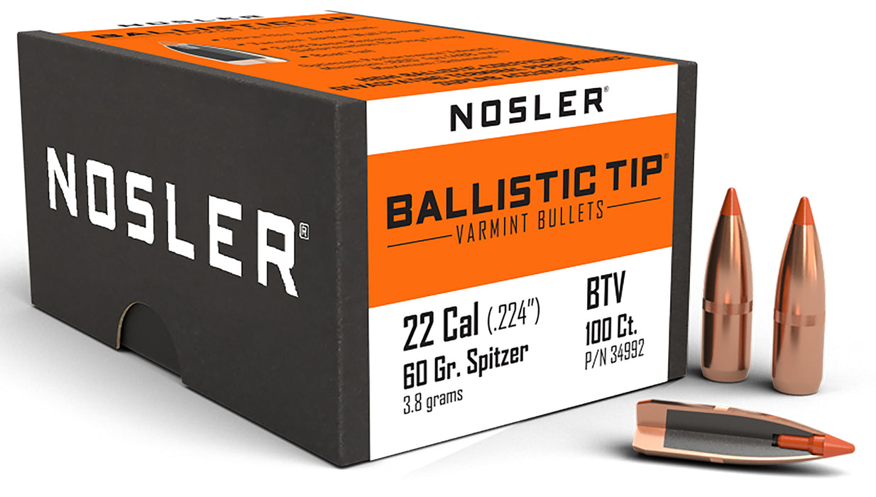 Nosler 34992 Ballistic Tip  22 Cal .224 60 gr Spitzer/ 100 Per Box