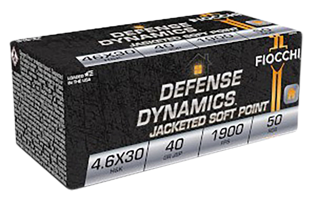 Fiocchi 46EXB Defense Dynamics Match 4.6x30mm H&K 40 gr 1900 fps Jacketed Soft Point (JSP) 50 Bx/20 Cs