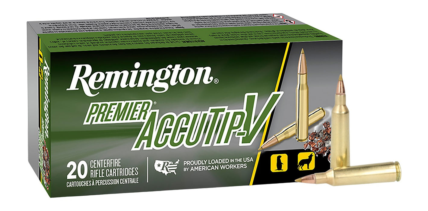 Remington Ammunition 29186 Premier Accutip-V 22-250Rem 50gr AccuTip V Boat Tail 20 Per Box/10 Case